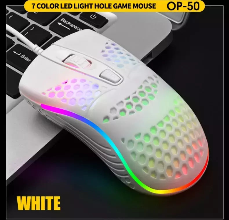 Cabo com fio jogos 7 respiração led luz traseira do mouse óptico usb computador escavado para fora ratos computador portátil desktop 4d pc uso doméstico escritório