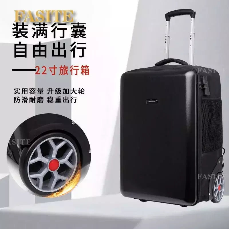 Trolley impermeável mochila com rodas grandes, continuar, viagem preguiçosa, bagagem de mão, novo, 22";;VERDADEIRO;;"a,19