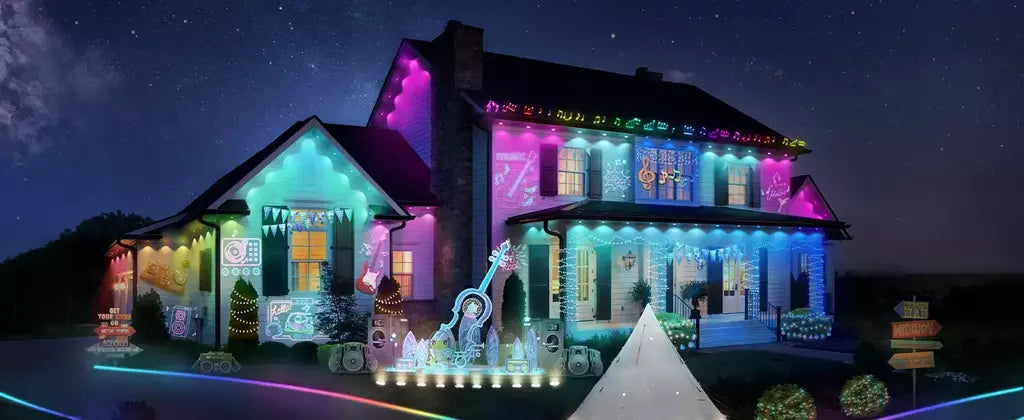 Outdoor Eaves Luz LED, TUYA, Permanente, Impermeável, RGB Light String, Cena DIY, Iluminação de Festa de Natal, 24V, 2A, 144 FT, 90LED