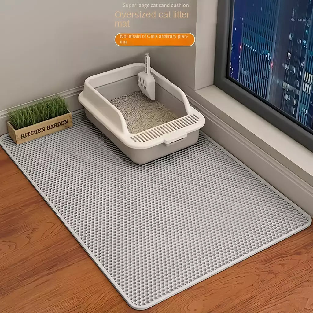 Impermeável Double Layer Pet Litter Mat, Cat Litter Box, Pet WC, Antiderrapante, Areia, Lavável, Limpo, 90x60cm