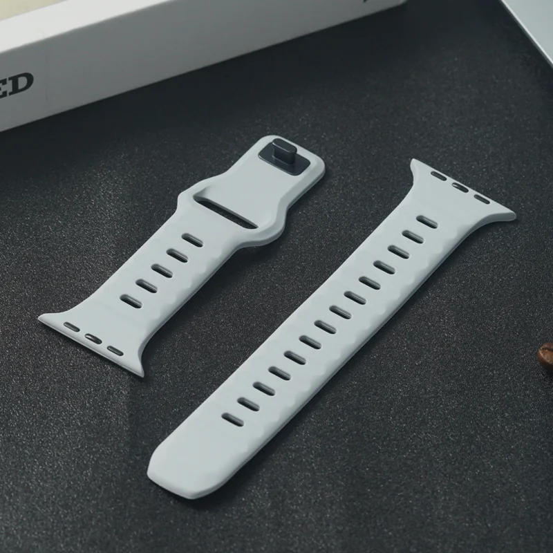 Pulseira esportiva para apple watch ultra 9 8 7 6 se 5 pulseira leve de silicone macio para iwatch 38mm 40mm 42mm 44mm 45mm 49mm