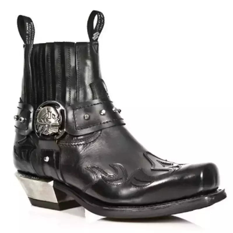 Preto estilo legal botas masculinas rebite cristal decoração fivela cinto apontou toe couro de alta qualidade sapatos masculinos 2024 zapatillas mujers