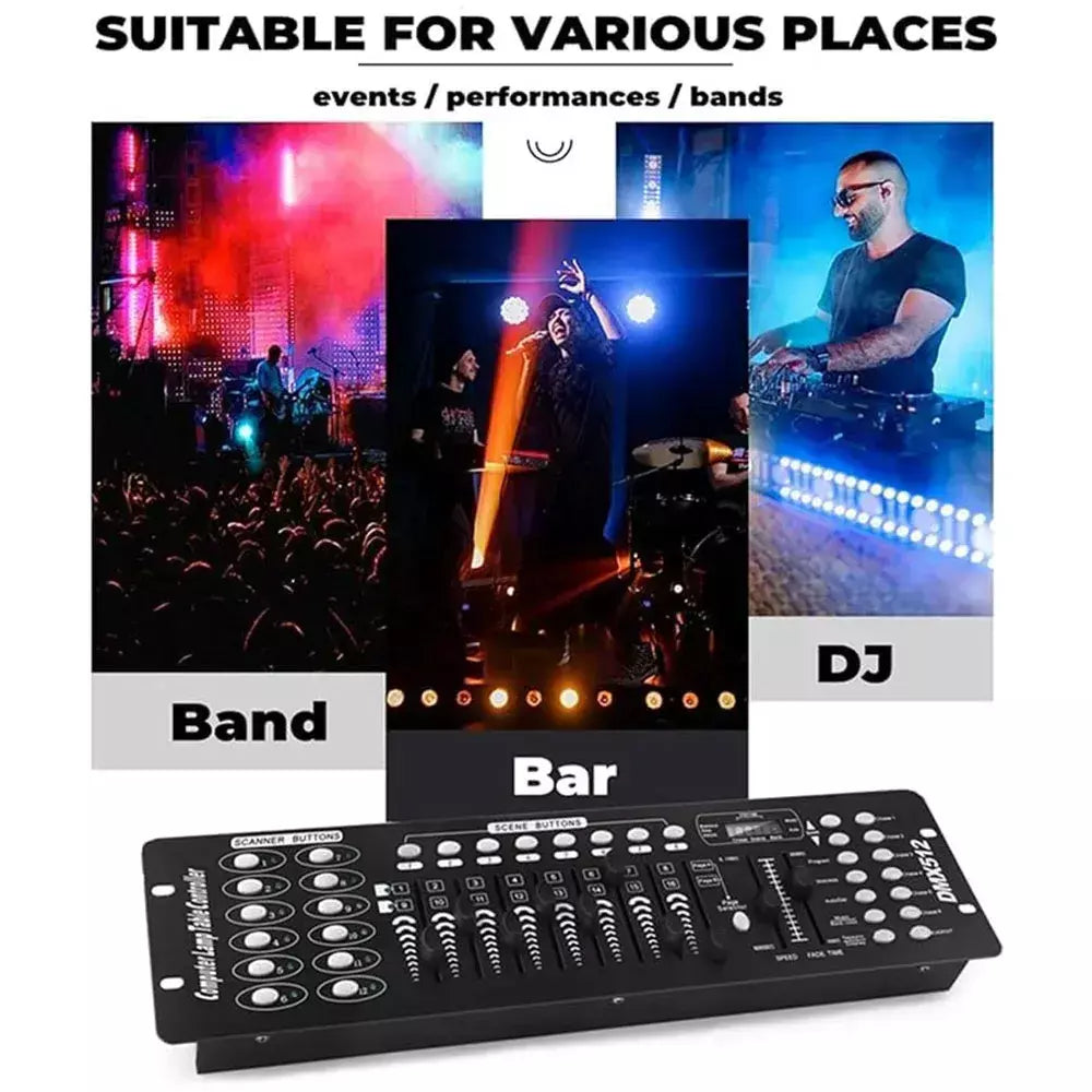 192 controlador dmx equipamento de dj dmx 512 operador midi para led par movendo a cabeça par luz dj discoteca clube bar concertos ao vivo