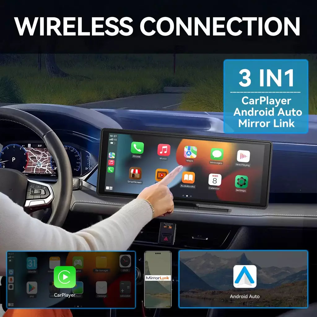 Carplay portátil universal para tela de carro, tela carplay sem fio estéreo do carro com carplay android auto, tela sensível ao toque do carro