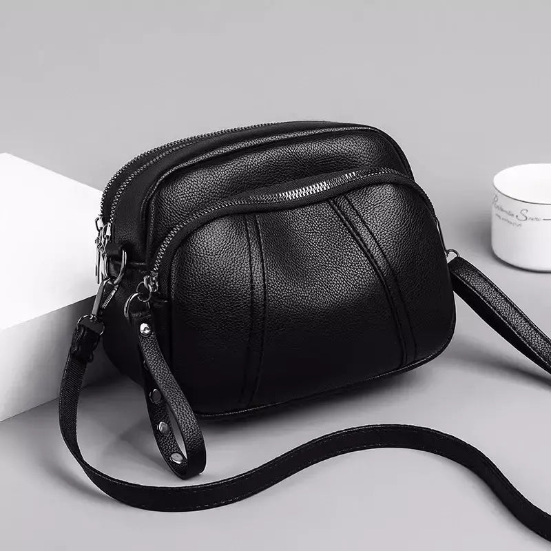 Cor sólida elegante rebite zíper bolsa de telefone móvel feminino simples cou