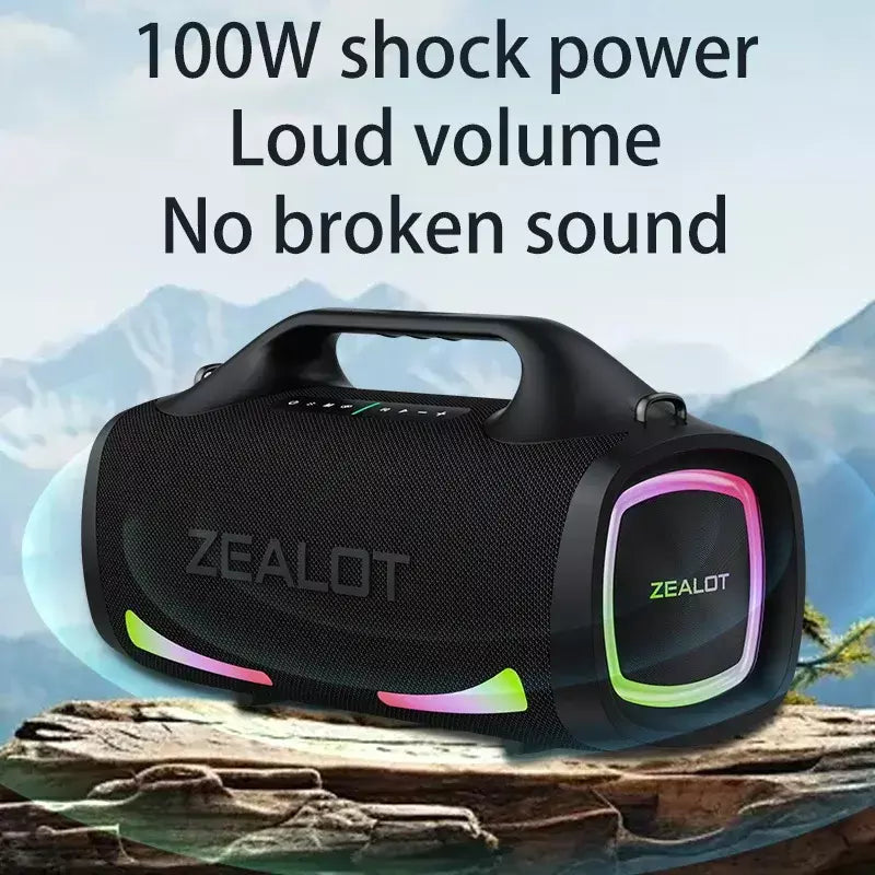 Zealot S79 100W alto-falante sem fio, alto-falante subwoofer portátil ao ar livre, qualidade de som Hifi, emparelhamento duplo, carregamento rápido, 24000mAh.
