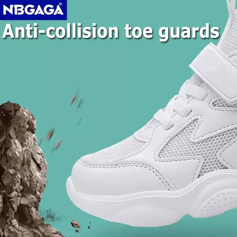 Branco crianças sapatos para meninos e meninas moda crianças confortáveis tênis respiráveis antiderrapante escola casual calçado de caminhada