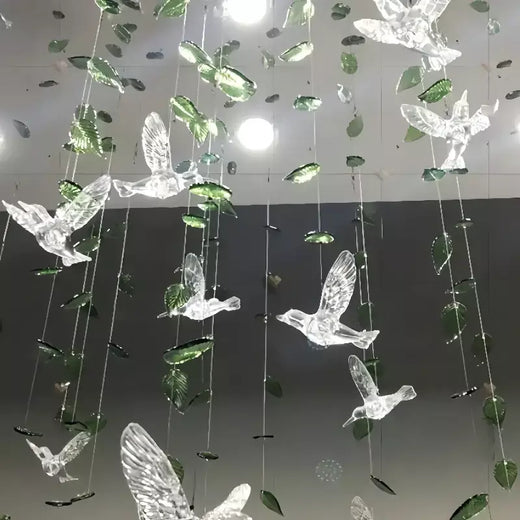10 pçs teto acrílico cristal beija-flor enforcamentos transparente cristal voando pássaro ornamentos porta cortina hotel decoração de casamento
