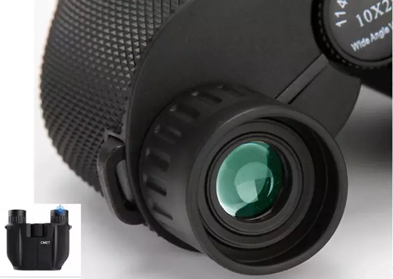 Comet binóculos 10x25 bolso de longo alcance hd telescópio dobrável compacto bak4 prisma binocular escopo óptico lente fmc para caça