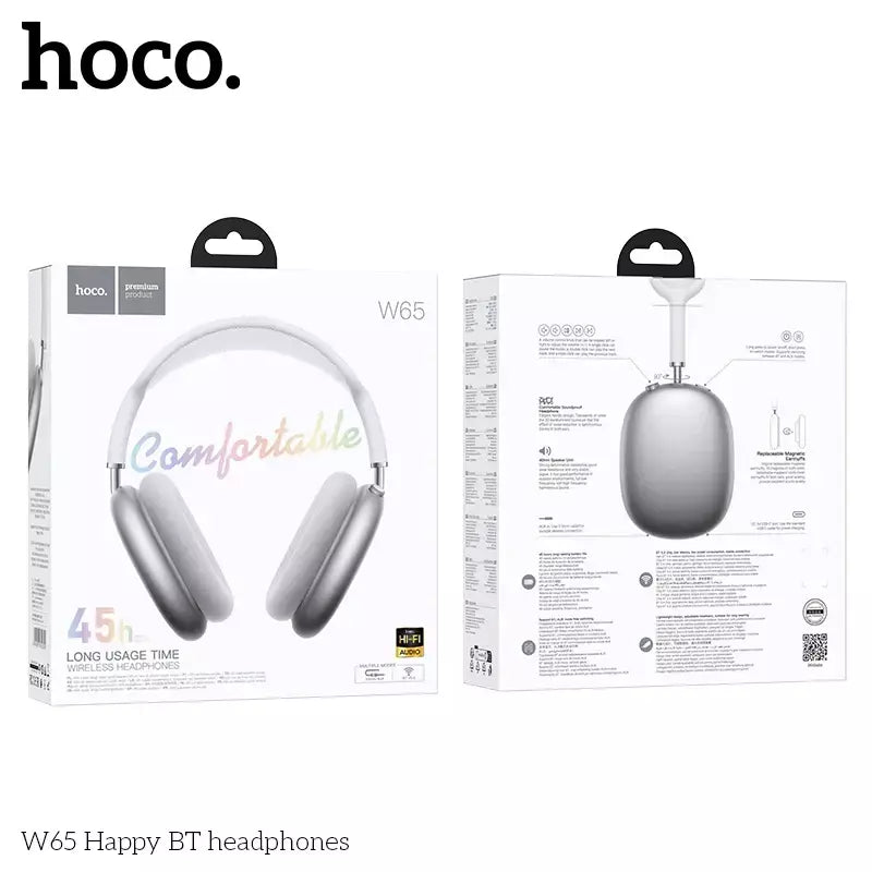 Hoco w65 novo bluetooth 5.4 fone de ouvido sobre a orelha grandes fones alta fidelidade áudio música esporte jogos para iphone android com microfone
