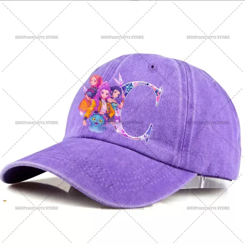 Kpop demônio caçador chapéu carta A-Z boné de beisebol para mulheres verão ajustável chapéu de sol anime bonito retro sunbonnet adulto chapelaria presente