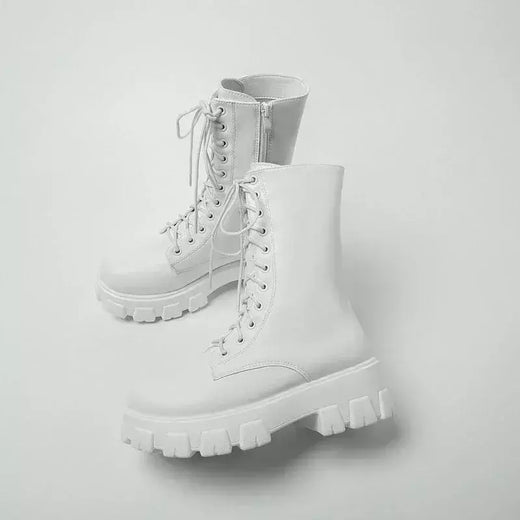 Botas de zíper com cadarço para mulheres, salto de plataforma esportiva, sapatos femininos, outono, inverno, moda, novo, 2024