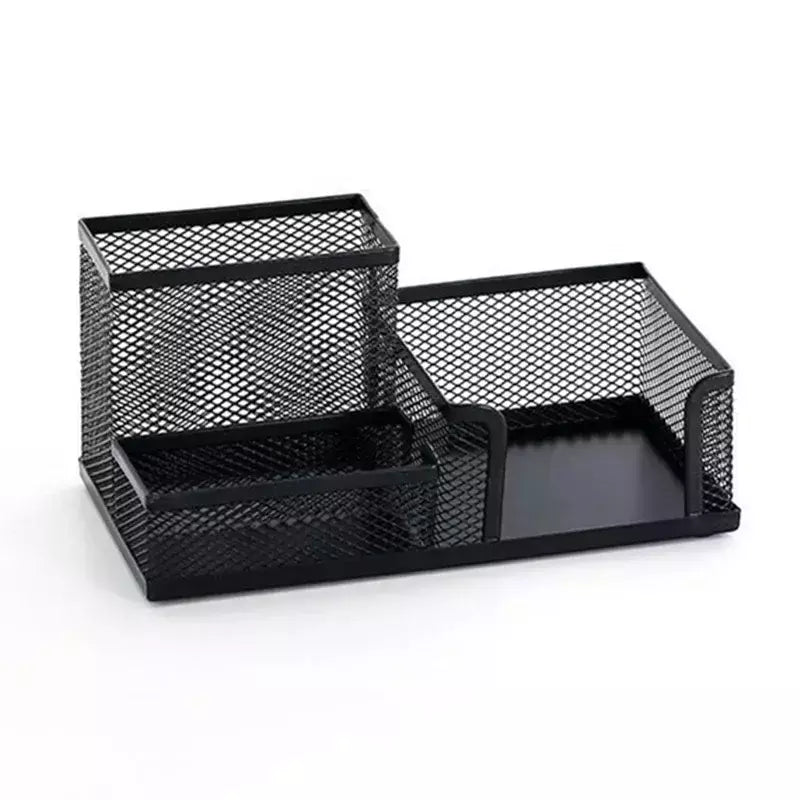 Suporte De Caneta De Metal Criativo, Organizador De Papelaria De Mesa, Suporte De Lápis, Rack De Armazenamento De Arquivo, Caixa De 3 Grelha, Acessórios De Escritório