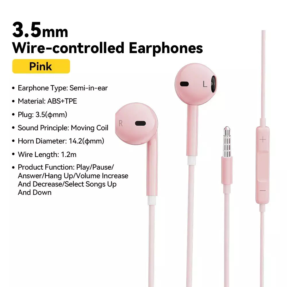 Essager 3.5mm fones de ouvido com fio no ouvido fones de ouvido com fio com microfone estéreo esportes controle em linha para telefones