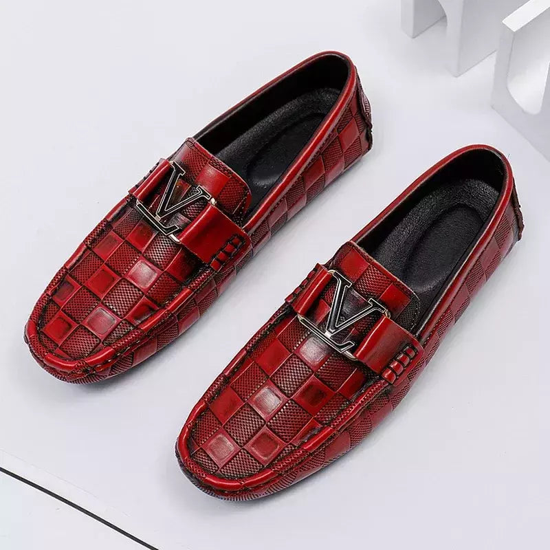 YRZL-Sapatos de couro genuíno para homens, mocassins padrão crocodilo, sapatos casuais mocassim, marca de alta qualidade