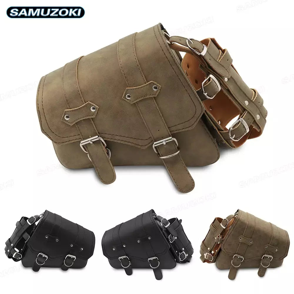 Bolsa de selim lateral de couro pu para motocicleta, adequada para harley sportster xl 883 1200 chopper cruiser cafe racer softail bobber