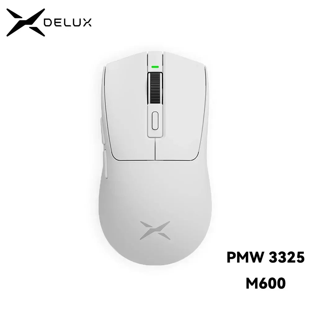 Delux-M600 Mouse sem fio para jogos, Macro Mice recarregável para PC Gamer, leve, conexão de modo duplo, 2.4G, 49g, PMW3325