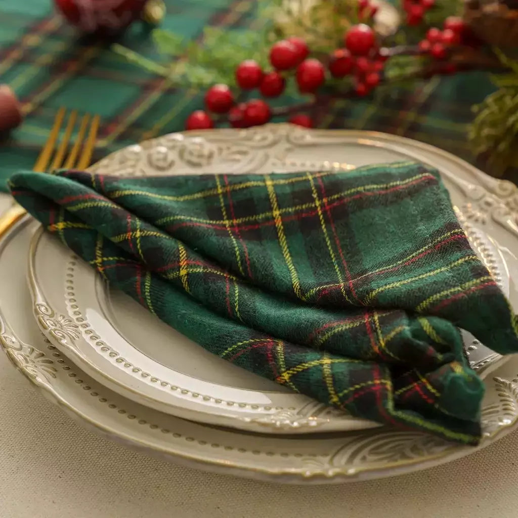Classic Scottish Tartan Plaid Cloth Guardanapos, casa, hotel, decoração de mesa de jantar, Natal, 40x40cm, 4pcs por conjunto, 2023