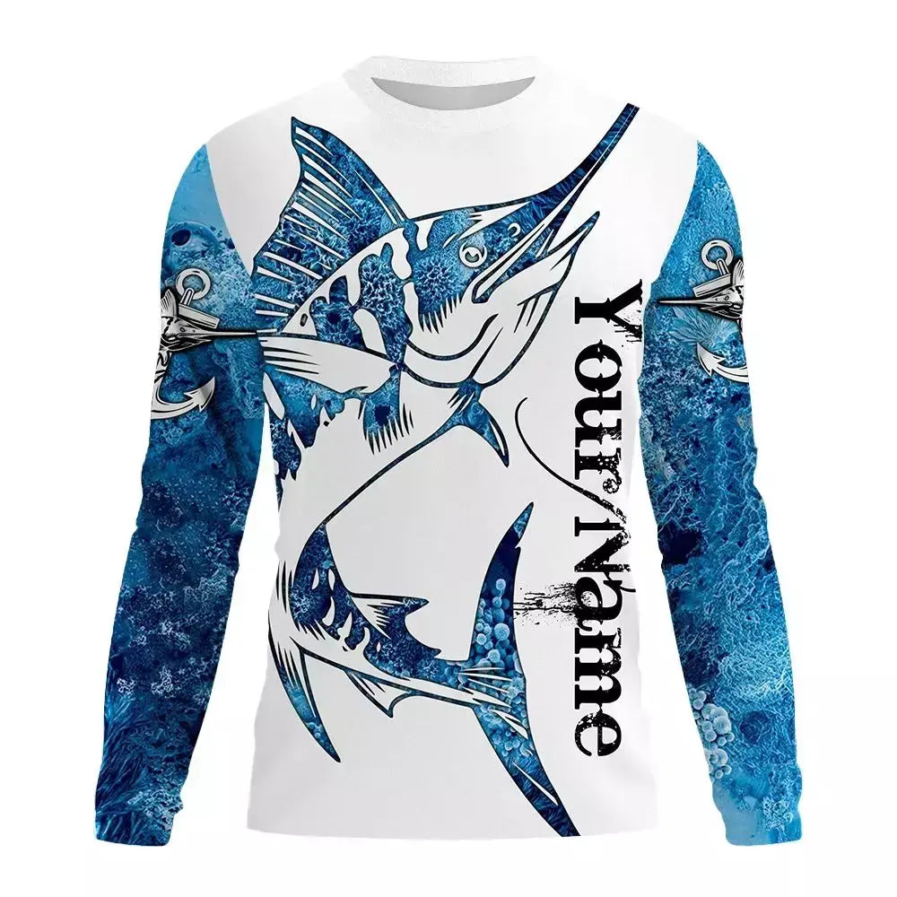 Camiseta de pesca impressa em 3D masculina casual roupas de manga comprida primavera e outono tops masculinos e femininos camiseta de manga comprida de pesca