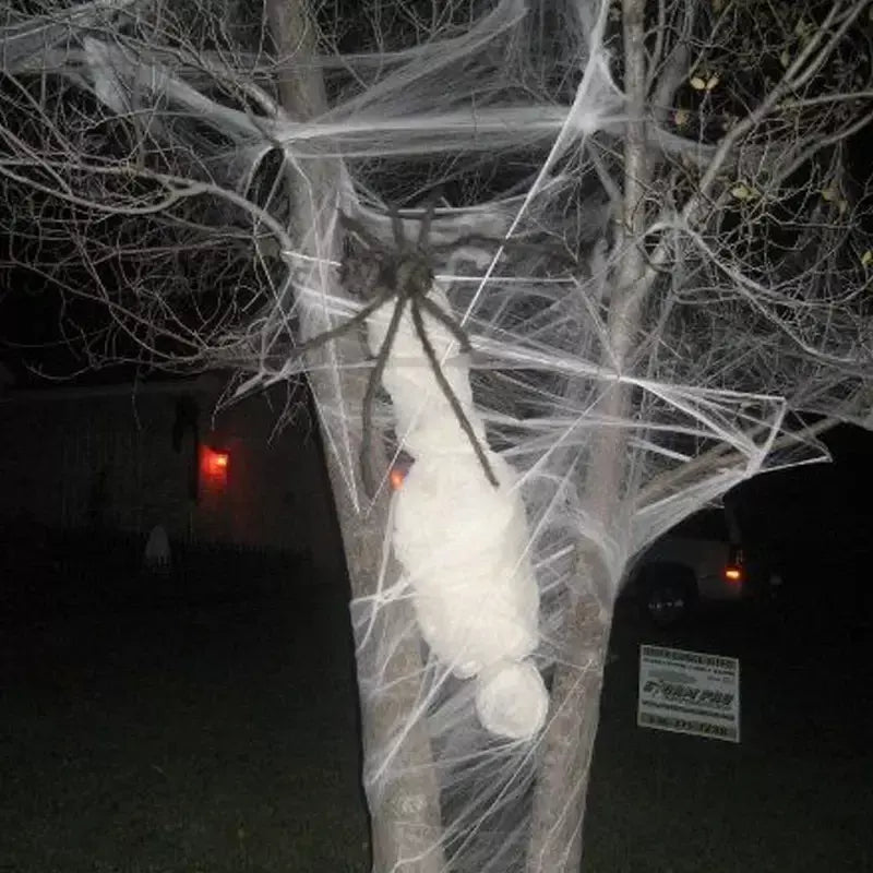 Teia de aranha artificial em branco Stretchy White Cobweb, adereços cena assustadora, acessórios Horror, Home Decor, Halloween, Casa