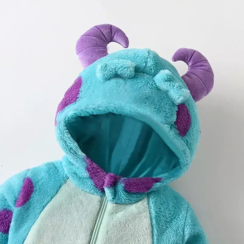 2023-07-25 Lioraitiin 0-3years infantil bebê menino menina macacão de lã chifre com capuz quente engrossar inverno macacão outwear snowsuit
