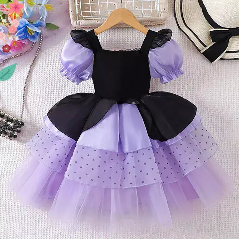 Vestido de menina de halloween vampiro vestido fofo para meninas crianças vestido de princesa roxo roupas legais lolita fantasia de festa de carnaval