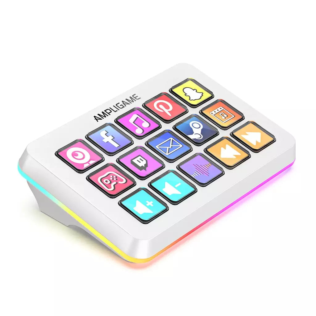 Mini teclado FIFINE D6 com 15 botões macro personalizáveis, funções de disparo via aplicativo, macros personalizados para OBS/Twitch/YouTube/VK