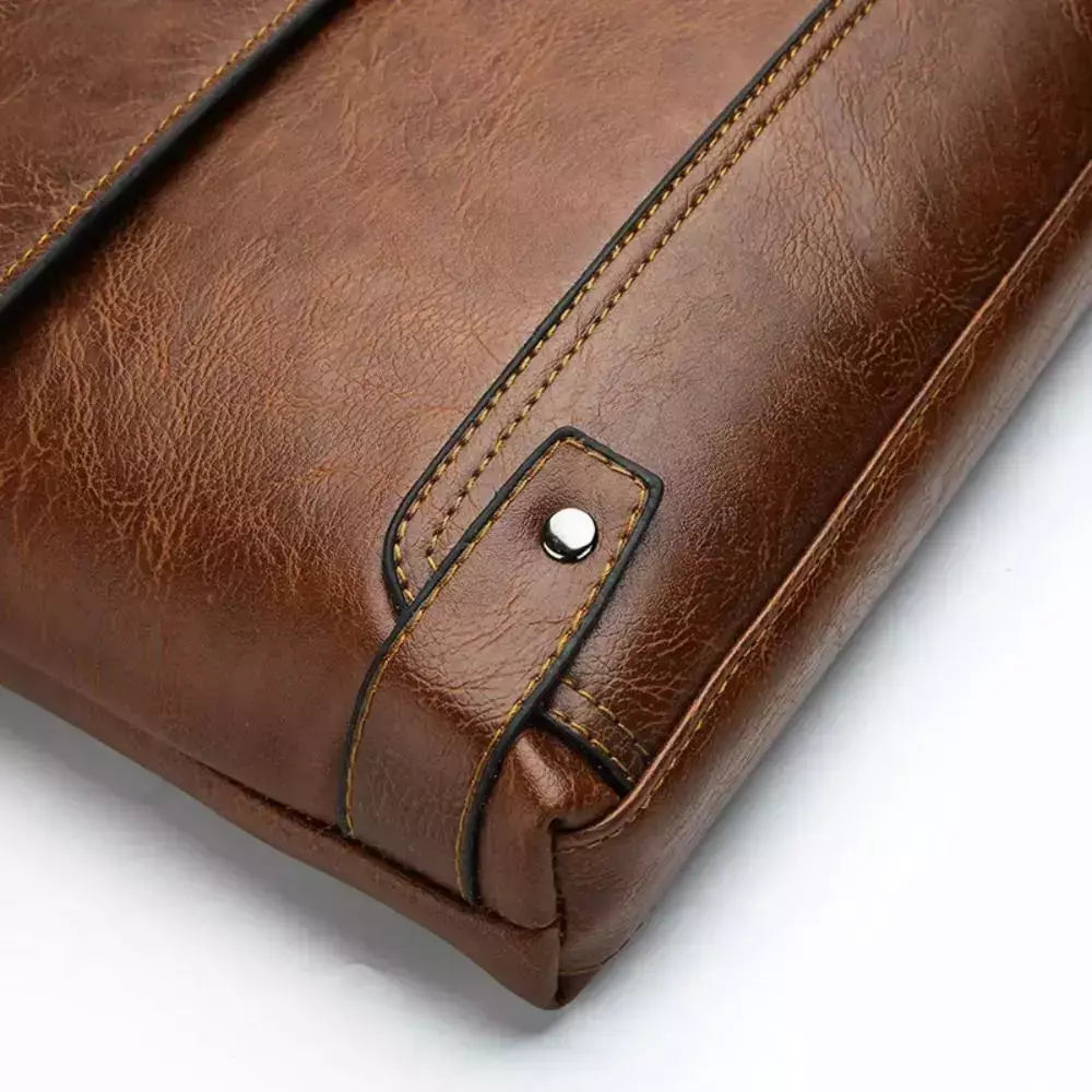 Maleta de couro PU para homens, sacola nova, bolsa de computador retro, designer lateral, bolsa crossbody mensageiro, bolsa de ombro portátil