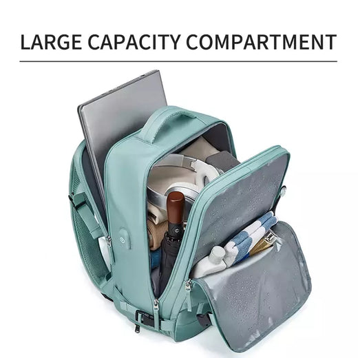 USB Carregamento Laptop Mochila para Mulheres, Mochila Escolar para Adolescente, Saco de Sapato Independente, Saco De Viagem Ao Ar Livre, 15.6";;VERDADEIRO;;"army green