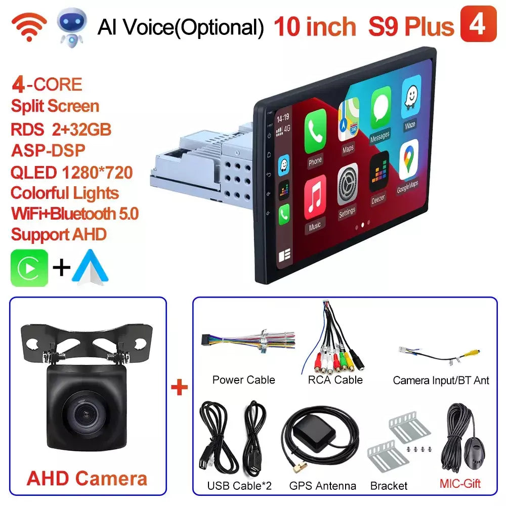 Caixi 7 ''9'' 10 ''8 núcleo android 1din multimídia carro carplay navegação universal gps 1 unidade central din rádio automático áudio estéreo dvd