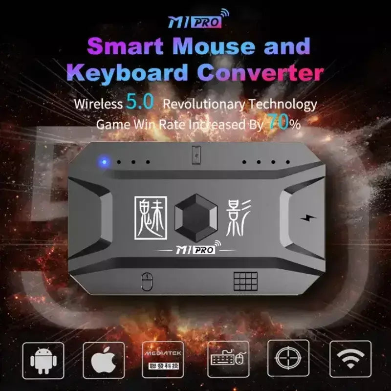 M1 pro controlador de jogo móvel 4 em 1 mouse teclado adaptador conversor bt v5.0 adaptador programável suporte sistema ios android