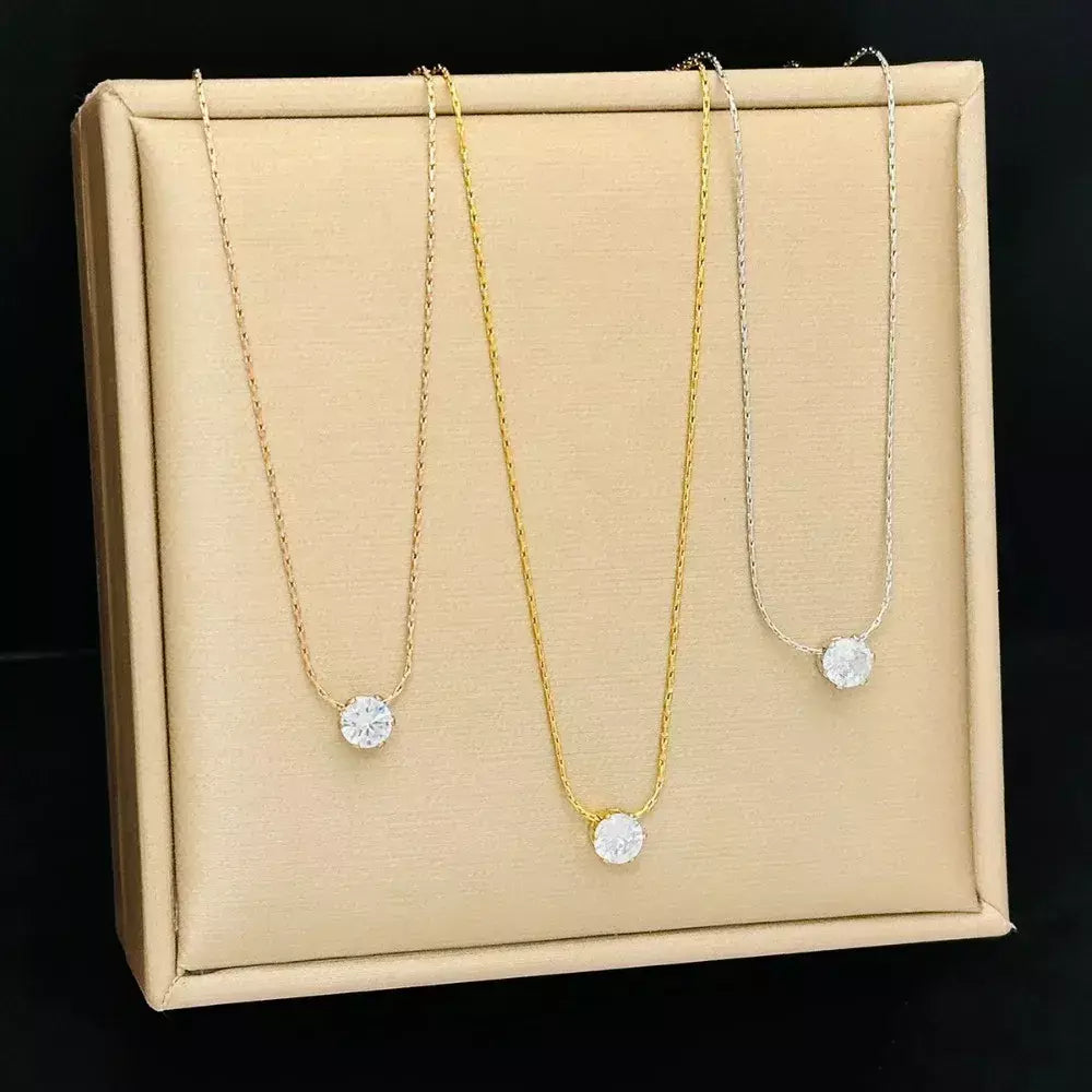 Moda de luxo aço inoxidável cor ouro 6 garra coração zircão pingente colar para mulher requintado não desbota colar jóias