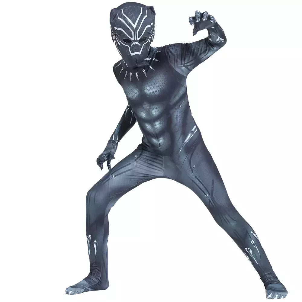 Meninos pantera negra collants super-herói filme personagem cosplay justiça herói máscara conjunto halloween vestir-se crianças fantasia traje