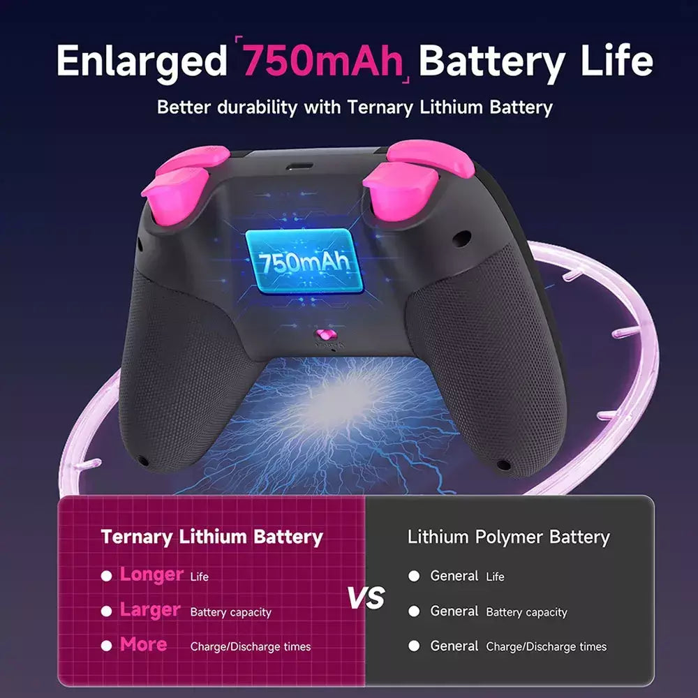 Controlador de jogos sem fio EasySMX X05 Bluetooth Gamepad compatível com PC/Switch/Telefone/TV/Steam, efeito Hall RGB, preto