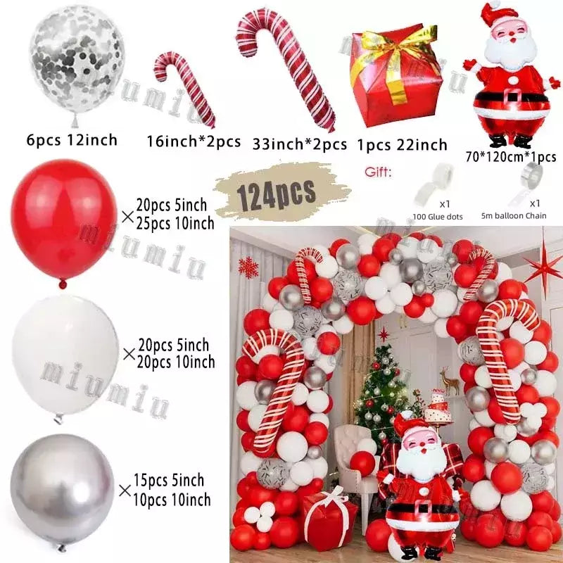 Decorações balões de natal guirlanda arco vermelho metálico ouro com homem de gengibre estrelas balão foil para decoração de festa de natal