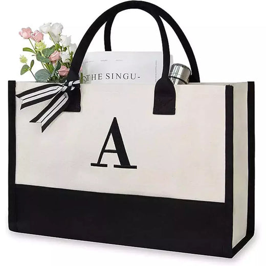 Sacola de lona feminina, sacola inicial de viagem, bolsa de maquiagem com zíper, alça ajustável personalizada, dia das mães, presente de aniversário