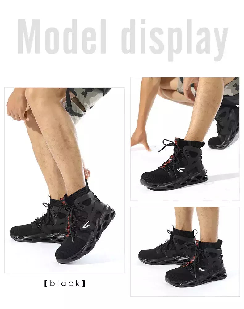 Tênis masculinos leves à prova de punção, sapatos de aço, botas indestrutíveis