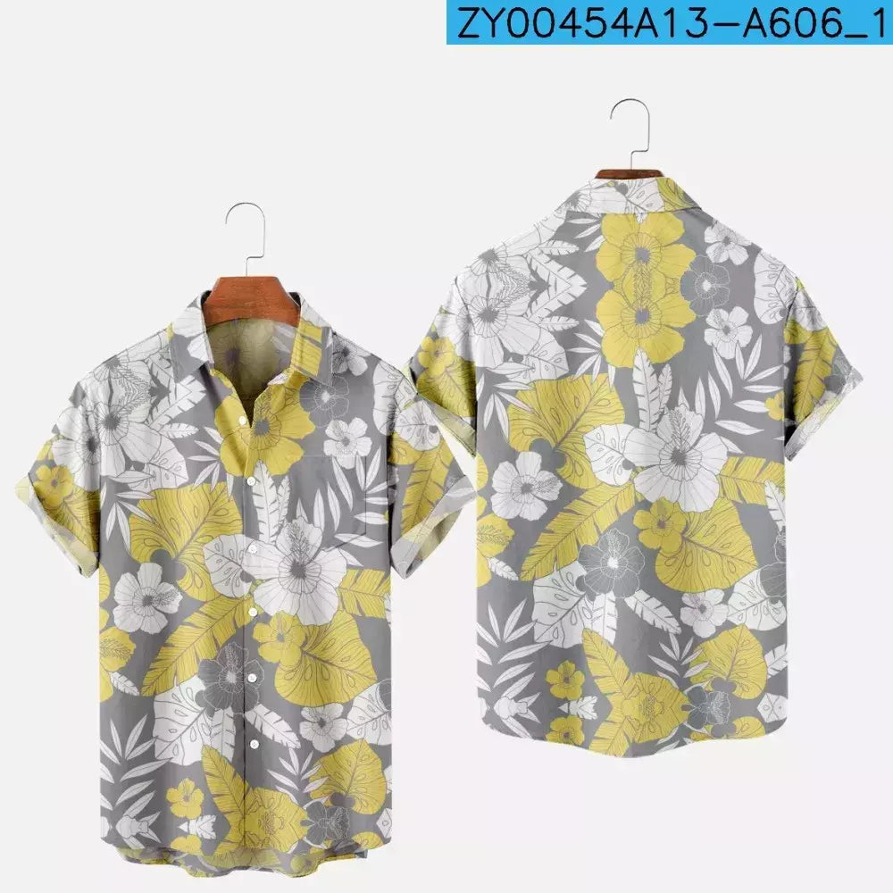Moda masculina verão t-shirts havaiano impressão 3d aconchegante casual um botão camisas de manga curta praia camisas de grandes dimensões