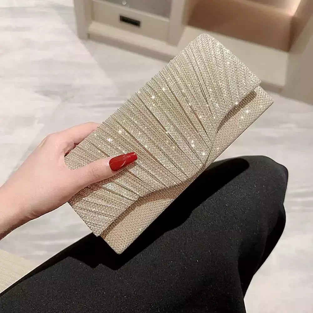 Bolsas de cetim luxuosas para mulheres, bolsa de embreagem banquete lantejoulas, ouro e prata, bolsa para festa de casamento, corrente elegante
