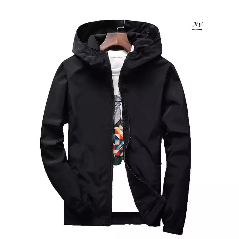 Jaqueta impermeável com capuz masculino, blusão, outwear masculino, streetwear casual, roupas da moda, primavera, outono, 2024