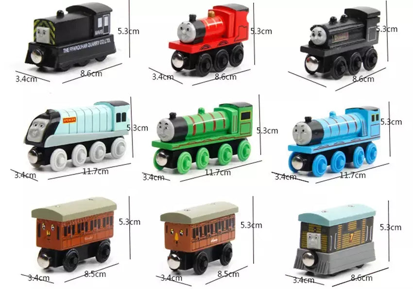 10 pçs/set trens de madeira magnética brinquedos pista veículo ferroviário locomotiva de madeira modelo de transporte para thomaing trem brinquedo presente crianças