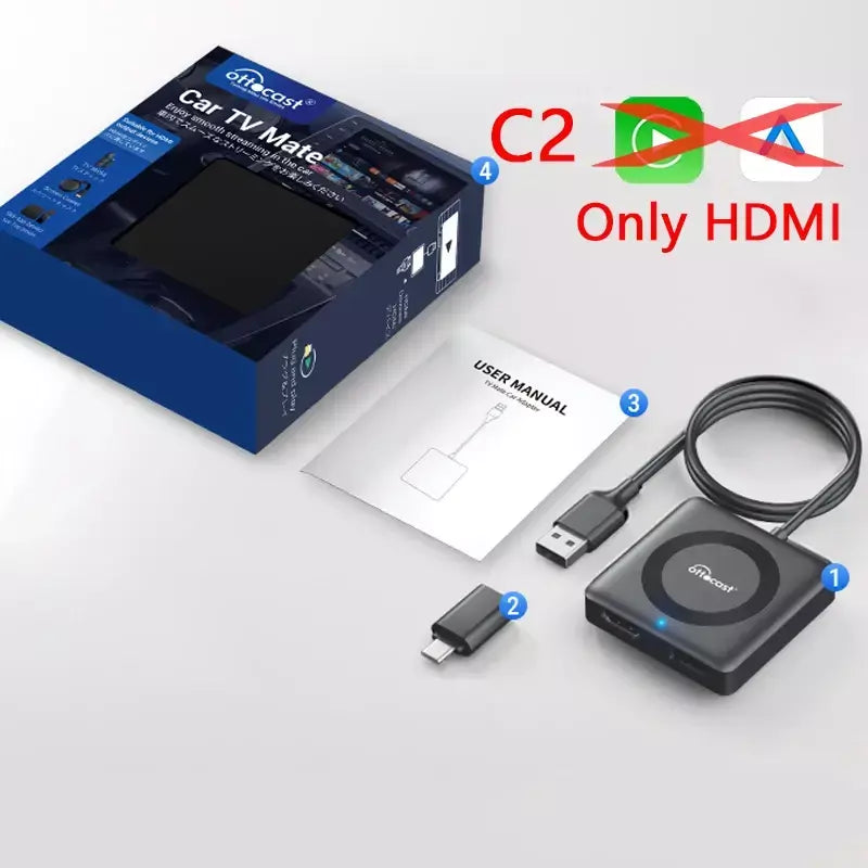 Otocast carro tv mate com fio para adaptador carplay sem fio android auto hdmi multimídia conversor de vídeo para tv varas caixa de jogo telefone