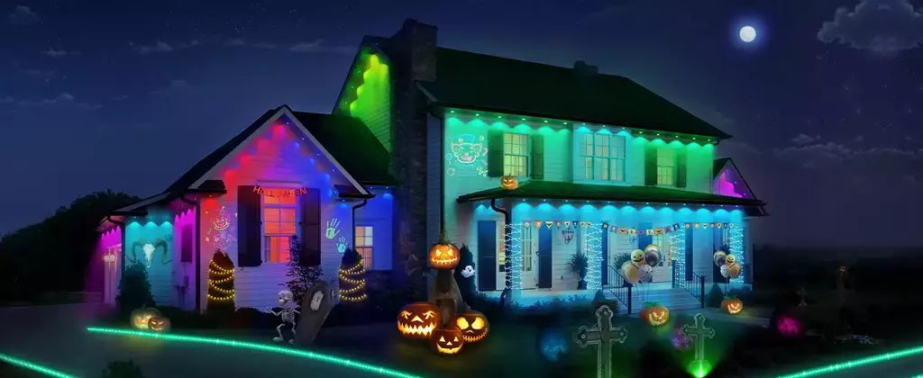 Outdoor Eaves Luz LED, TUYA, Permanente, Impermeável, RGB Light String, Cena DIY, Iluminação de Festa de Natal, 24V, 2A, 144 FT, 90LED