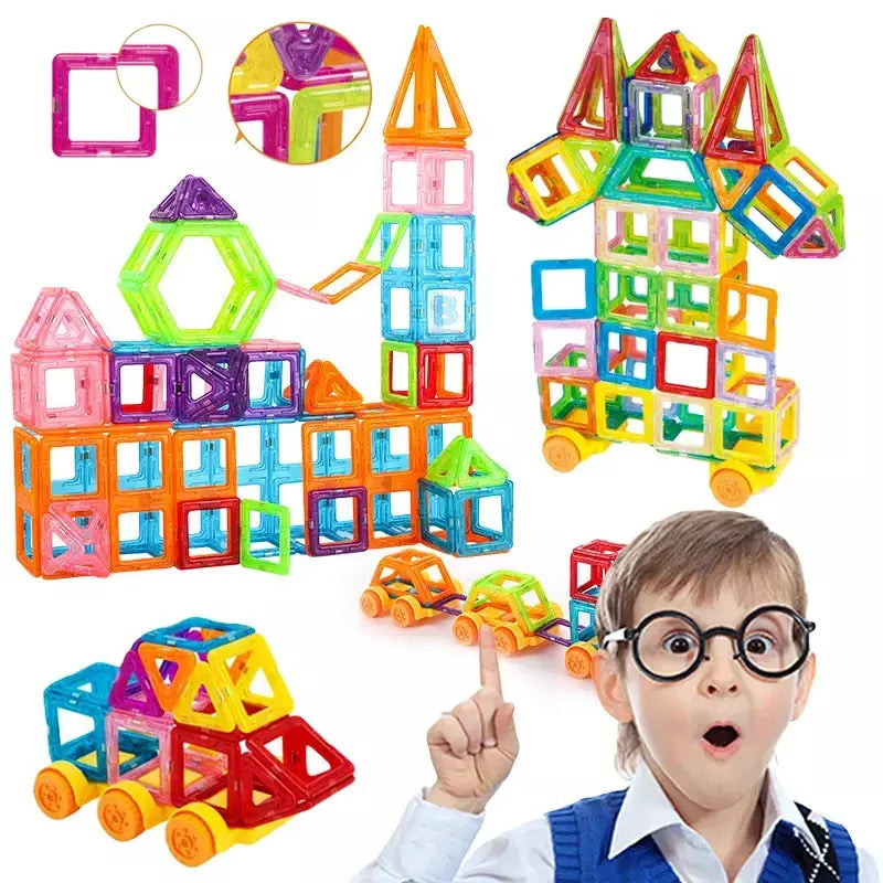64-184 pçs crianças blocos de construção magnéticos mini tamanho brinquedos magnéticos para meninos conjunto de construção brinquedo haste para crianças meninas