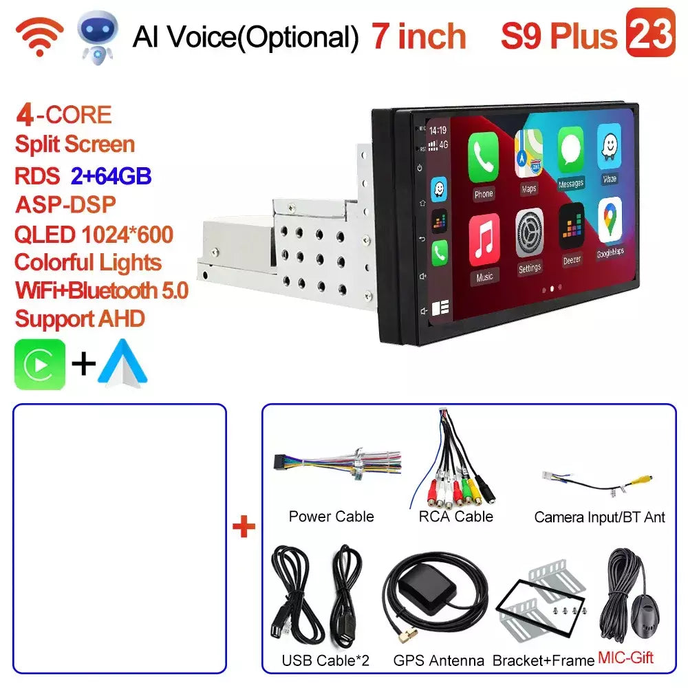 Caixi 7 ''9'' 10 ''8 núcleo android 1din multimídia carro carplay navegação universal gps 1 unidade central din rádio automático áudio estéreo dvd