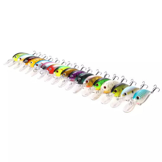 Conjunto de crankbaits cores misturadas isca 10cm/14g isca de pesca minnow wobbler manivela jerkbait baixo swimbait ganchos agudos nadar equipamento duro