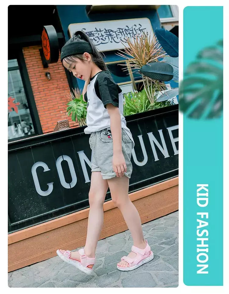 Sandálias de verão para meninas, sandálias esportivas ao ar livre, sapatos de praia casuais, confortáveis, antiderrapantes, moda, tamanho 40