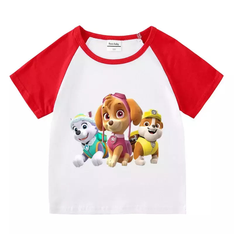 Boys Paw Patrol T-shirt manga curta Top e Shorts Set, bebê meninos roupas, roupas dos desenhos animados, terno verão, novo conjunto infantil, 2022, 2pcs