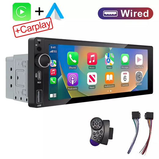 Ips 6.9 Polegada 1din sem fio ou com fio carplay android auto rádio do carro multimídia mp5 player 1 din dvd bluetooth estéreo carregamento usb