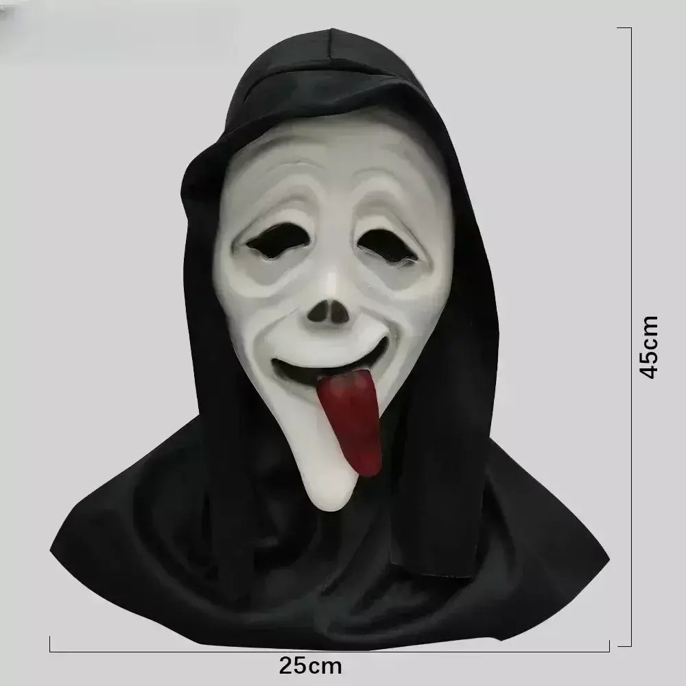 Látex grito ghostface máscara horror cabeça cheia máscara brincadeira cosplay traje filme assustador ghostface adereços decoração de casa fontes de festa